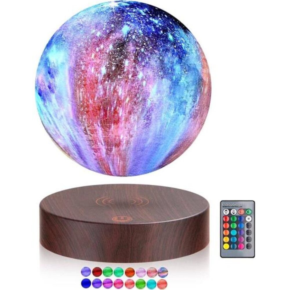 Levitating Moon Lamp Floating and Spinning in Air Freely with 16 Colors